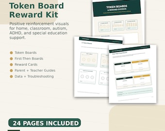 Token Board Reward System Kit | Autism ADHD Behavior Chart (Printable + Editable)