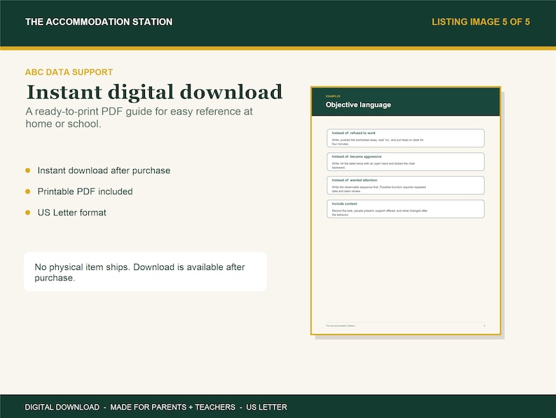 Collect Data Example ABC Data Collection Quick Reference | Antecedent Behavior Consequence ...