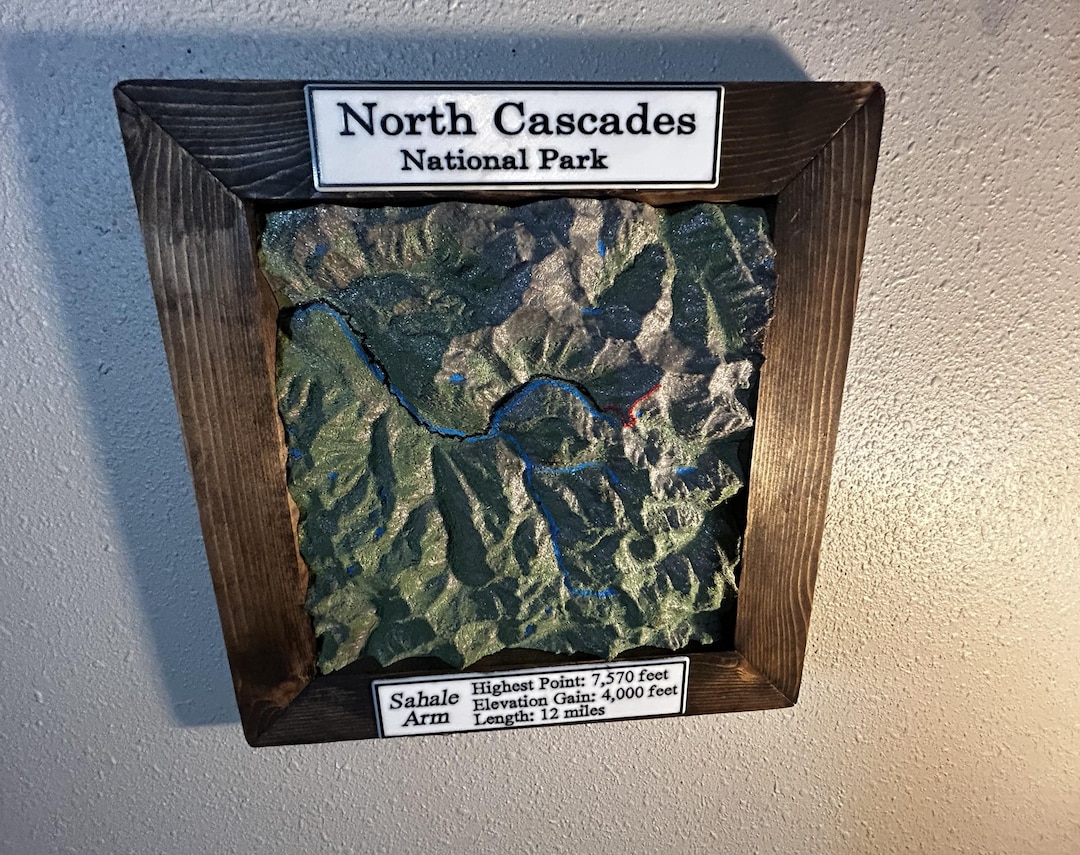 Topographic Map Frame Custom 3D Printed Topographic Map | Framed Wall Art | National Parks ...