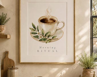 Kaffeemotiv fürs Morgenritual | Gemütliche Küchenwanddeko, neutrale Café-Deko