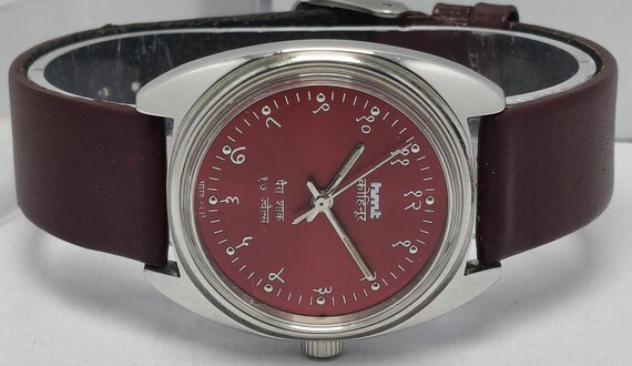 Vintage HMT Kohinoor Mechanical Watch – 17 Jewels Red Dial Hand-Winding Men's Wristwatch