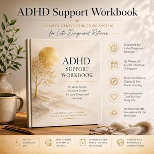PrismaNeura Edition " Revelation"-ADHD Support Workbook | 52-Week Gentle Structure System for Neurodivergent late diagnosed Retirees