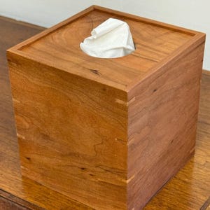 Boutique Tissue Box Cover Handmade out of Cherry - FREE Shipping To USA