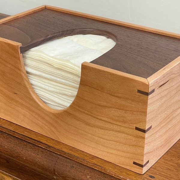 Puffs Tissue Box Cover - Standard Size - Made out of Cherry and Walnut - Free shipping to US