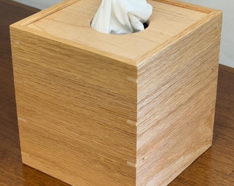 Boutique Tissue Box Cover Handmade out of Oak and and Maple - FREE Shipping To USA