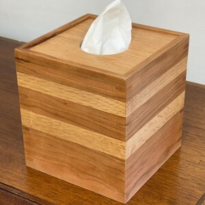 Boutique Tissue Box Cover Handmade out of Cherry and Oak - FREE Shipping To USA
