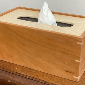 Tissue Box Cover Handmade out of Cherry and Maple - Free Shipping to USA
