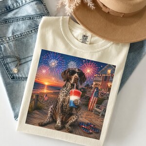 Funny GSP Shirt, Patriotic Dog Lover Tee, German Pointer Mom Shirt, 4th of July Dog Gift, USA Puppy Tee