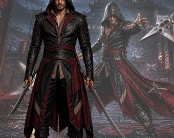 Black Hooded Warrior Cosplay Costume for Men, Fantasy RPG Assassin Leather Outfit, Medieval Gaming Armor, Comic Con Halloween Costume,