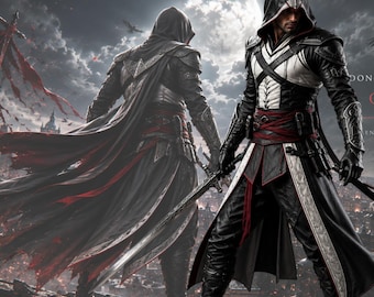 Assassin Hooded Cosplay Costume, Medieval Rogue Outfit, Stealth Warrior Armor, RPG Convention Wear, Gamer Halloween Suit, Fantasy LARP Gear