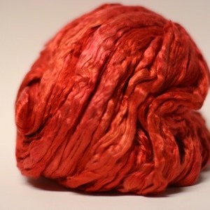 Mulberry Roving Top Silk Hand Dyed Painted Pure Cultivated Fireglow 1, 3, 4