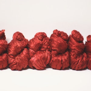 Mulberry Silk Roving Top Pure Hand Dyed Painted Cultivated Ruby