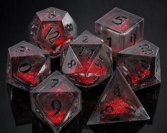 Bloodfang DND Dice Set | Dark Fantasy Blood Relic | Sharp Edge Resin RPG Dice