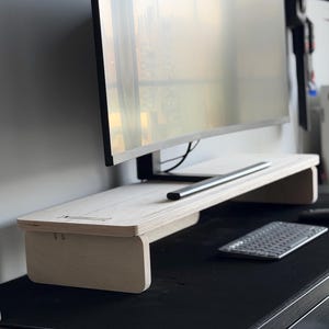 Handmade Solid Wood Monitor Stand, Ergonomic Desk Riser, Walnut Organizer