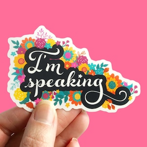 Kamala Harris I&#39;m Speaking Floral Sticker | Kamala Harris 2024 President | Feminism | Democratic Party | Vote Blue Election Coconut Tree
