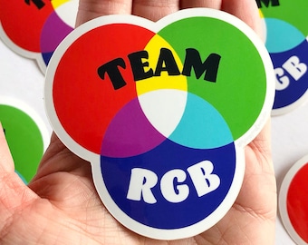 Team RGB Web Graphic Designer Sticker | UX Designer Gift UI | Artist Vinyl Decal for Car Bumper Sticker Typography Joke Illustrator Digital