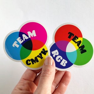 Team RGB Team CMYK Graphic Designer Sticker Set | ux Designer Gift UI | Artist Vinyl Decals Web Designer Typography Joke Illustrator Digital