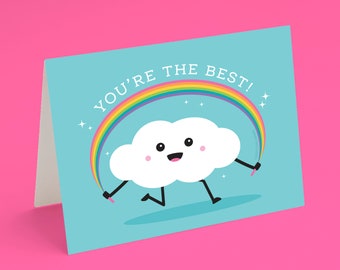 You're the Best Thank You Card | Cute Rainbow Gratitude Card for Friend | Thanks Card | Thank You So Much | Encouragement | Mother's Day