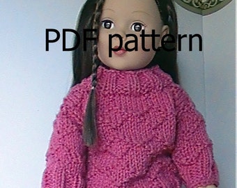 022 Knit Pattern for 18" doll raspberry pink diamond pullover