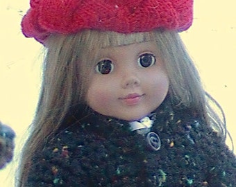 008 Knit Pattern of Entreloc Beret for American Girl doll