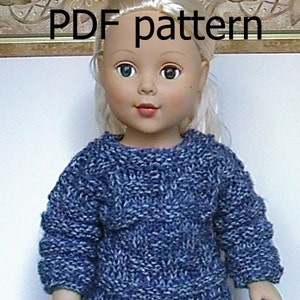 023 Knit Pattern for 18 doll blue denim pullover image 1