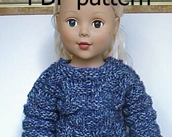 023 Knit Pattern for 18" doll blue denim pullover