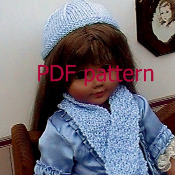 020 Knit Pattern for 18" doll beanie and matching scarf