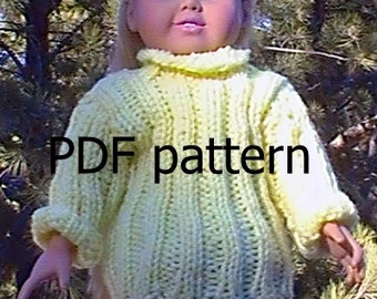 033  Knit Pattern for 18" doll-classic Rib Knit Pullover