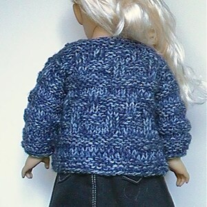 023 Knit Pattern for 18 doll blue denim pullover image 2