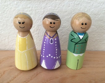 Sophia the First, Amber & James handpainted pretend play wooden peg dolls