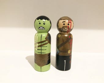 Hulk and Thor Ragnarok hand painted peg people toys for little boys