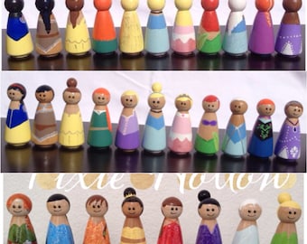 Pick any 3 princess or fairy peg doll / people