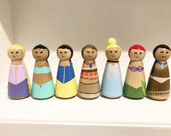 Pick any 4 princess or fairy peg doll / people