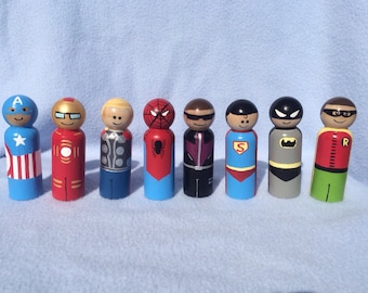 Choose any 3 superhero peg people