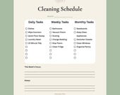 Cleaning Schedule Printable | Weekly Home Cleaning Checklist | Minimal Household PDF