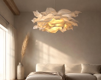 Cloud hanglampenkap | Sculpturale witte papieren lampenkap voor woonkamer, slaapkamer en eetkamer
