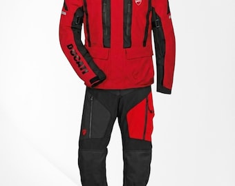 Handmade Ducati C4 Motorcycle Jacket & Pants, Waterproof Cordura Textile Racing Suit, Mens Biker Suit, CE Armored Touring Gear, Gift for Him
