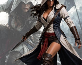 Hooded Vigilante Comic Con Cosplay Costume Women | White Long Coat Warrior Outfit | Anime Convention Full Costume Set