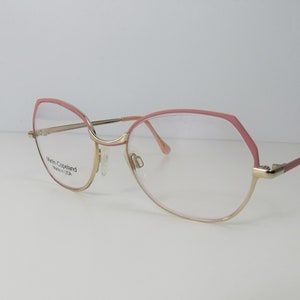 Vintage Small Pink Eyeglasses, Women's Metal Frames. Round Abstarct Gold Wire Rim Glasses