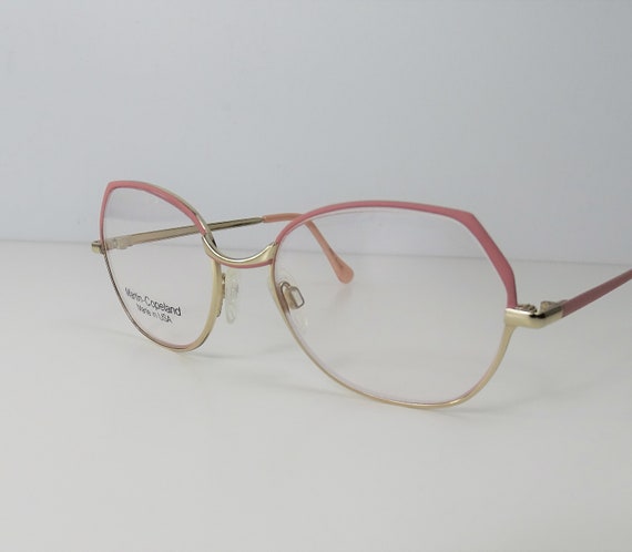 Vintage Small Pink Eyeglasses, Women's Metal Fram… - image 1