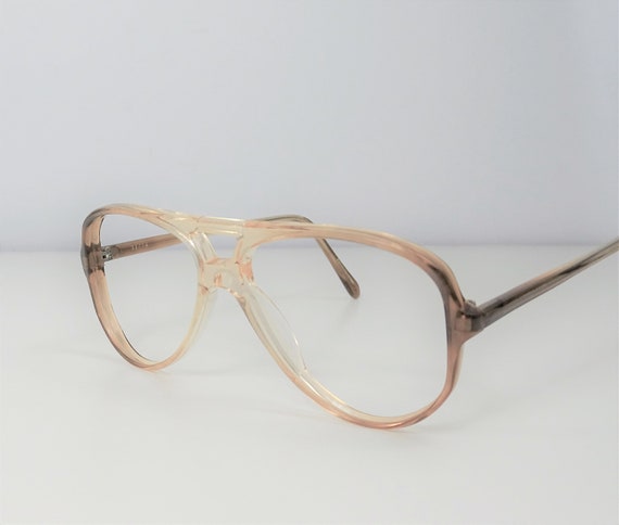 Unisex Two Tone Brown and Clear Eyeglasses, Vinta… - image 3