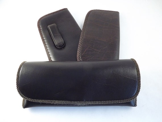 Set of 3 Mens Eyeglasses Case, Vintage Brown Viny… - image 1