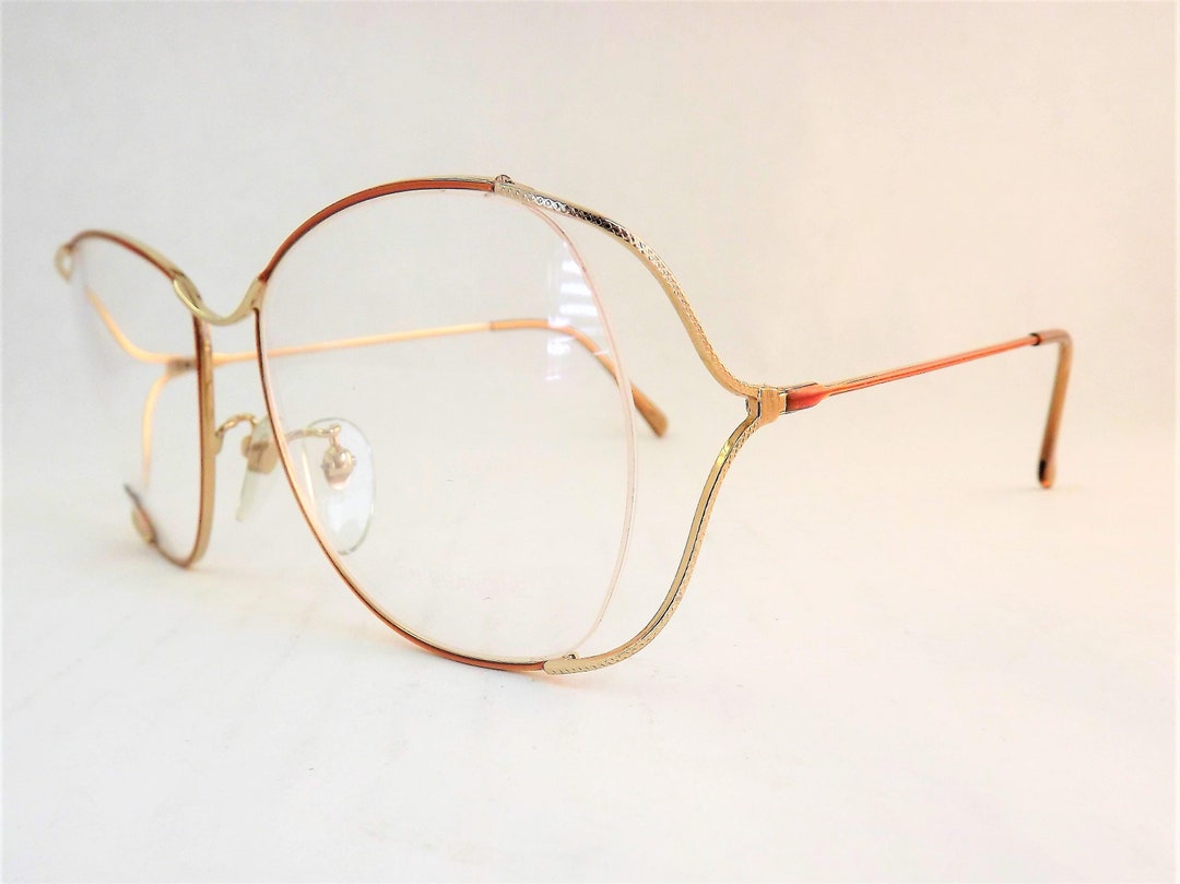 Vintage Big Round Eyeglasses, Semi Rimless Women's Butterfly Frame