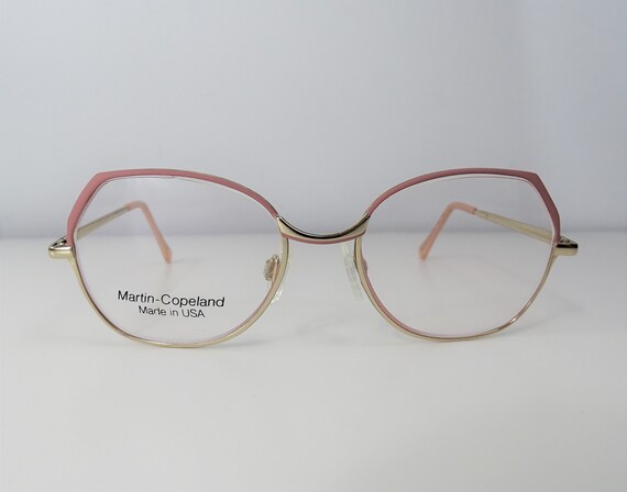 Vintage Small Pink Eyeglasses, Women's Metal Fram… - image 2