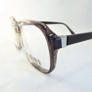 Men Brown Tortoise Shell Two Tone Plastic Glasses, Vintage 1980s Square Eyeglasses, Flexible Temple Arms, NOS, New Old Stock