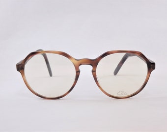 Vintage Women's Hexagon Round Eyeglasses, Brown Tortoise Shell Glasses, Womens Preppy Eyewear, New Old Stock Frames, NOS