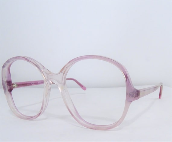 Round Pink Eyeglasses, Vintage Womens Oversized Ey