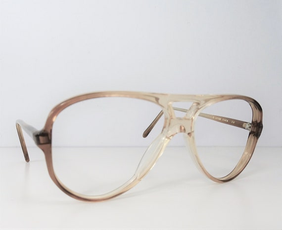 Unisex Two Tone Brown and Clear Eyeglasses, Vinta… - image 4