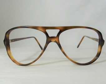 Tortoise Shell Brown Aviator Eyeglasses, Vintage Mens Womens Unisex 1990s Plastic Glasses Frame, NOS, New Old Stock, Deadstock