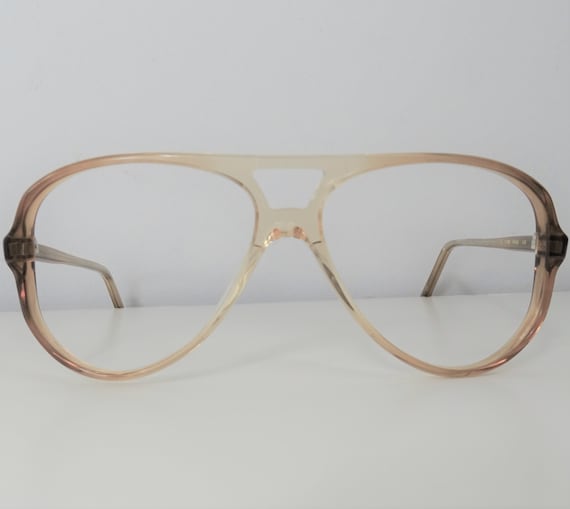 Unisex Two Tone Brown and Clear Eyeglasses, Vinta… - image 1